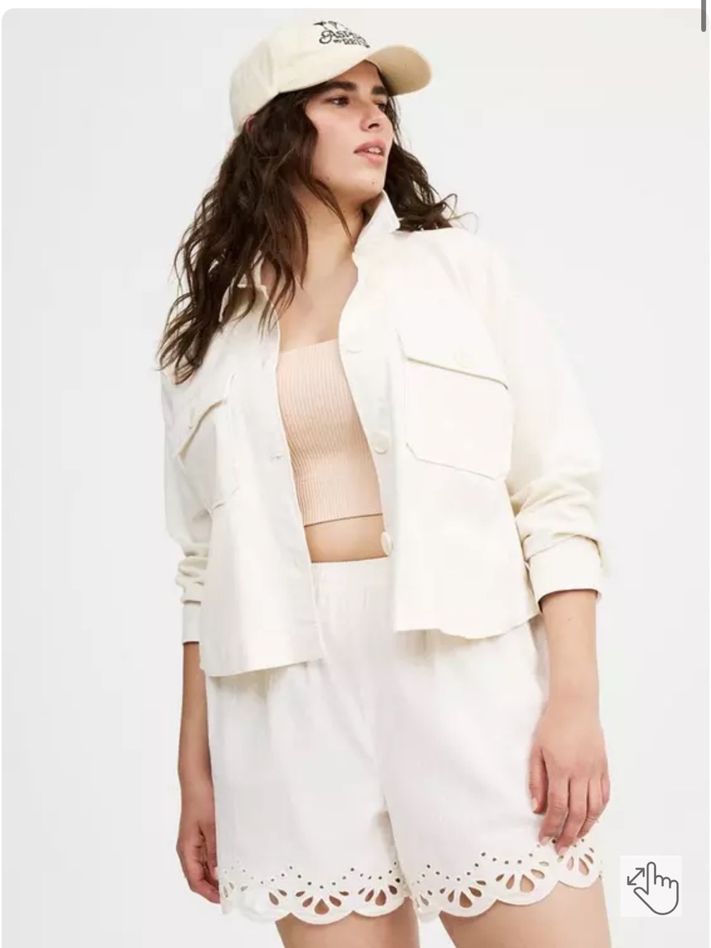 Torrid Size 1- Cream Utility Shirt Jacket - Women's Lightweight Overshirt